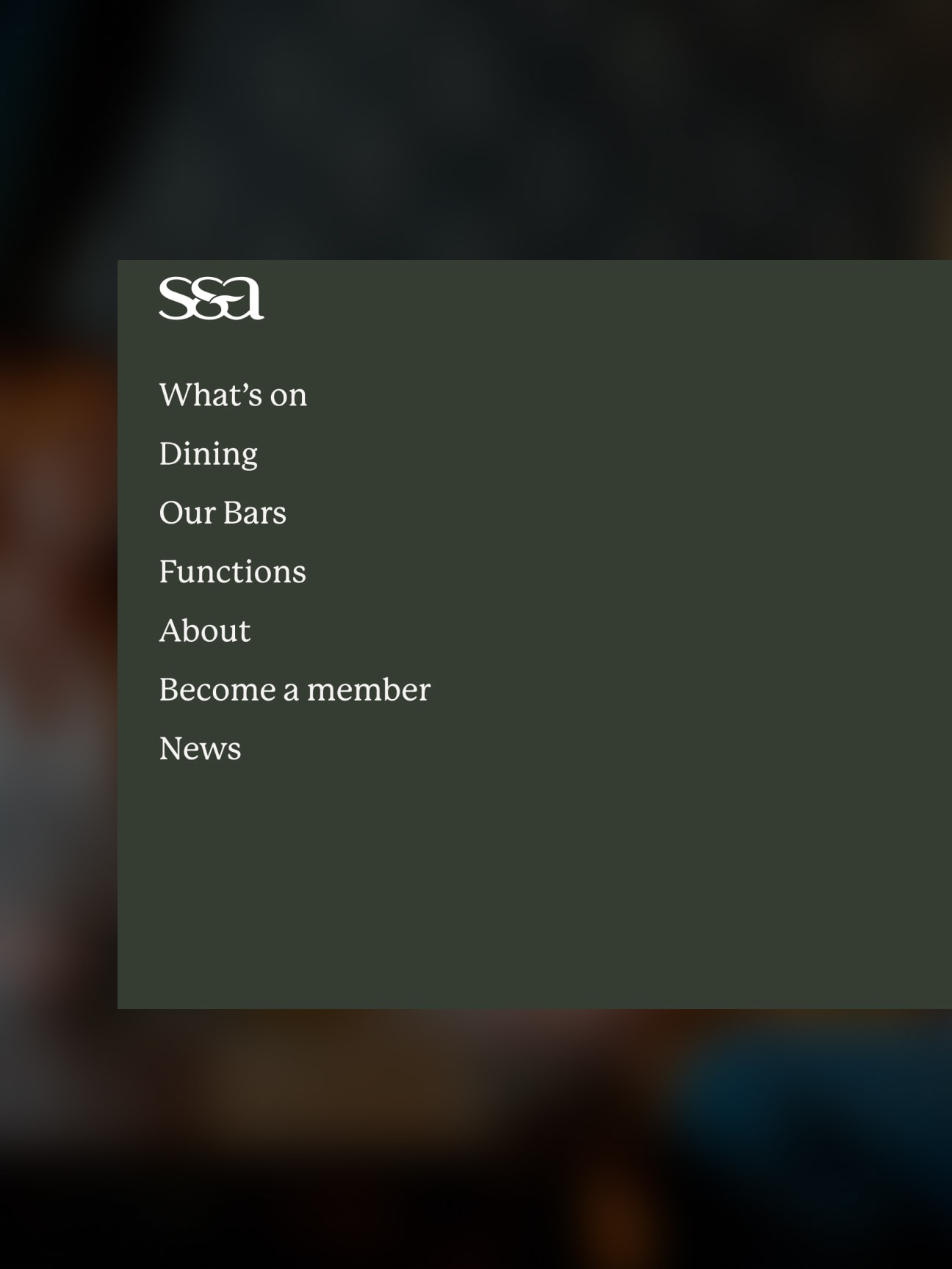 SS&A Club navigation panel, collapsed state