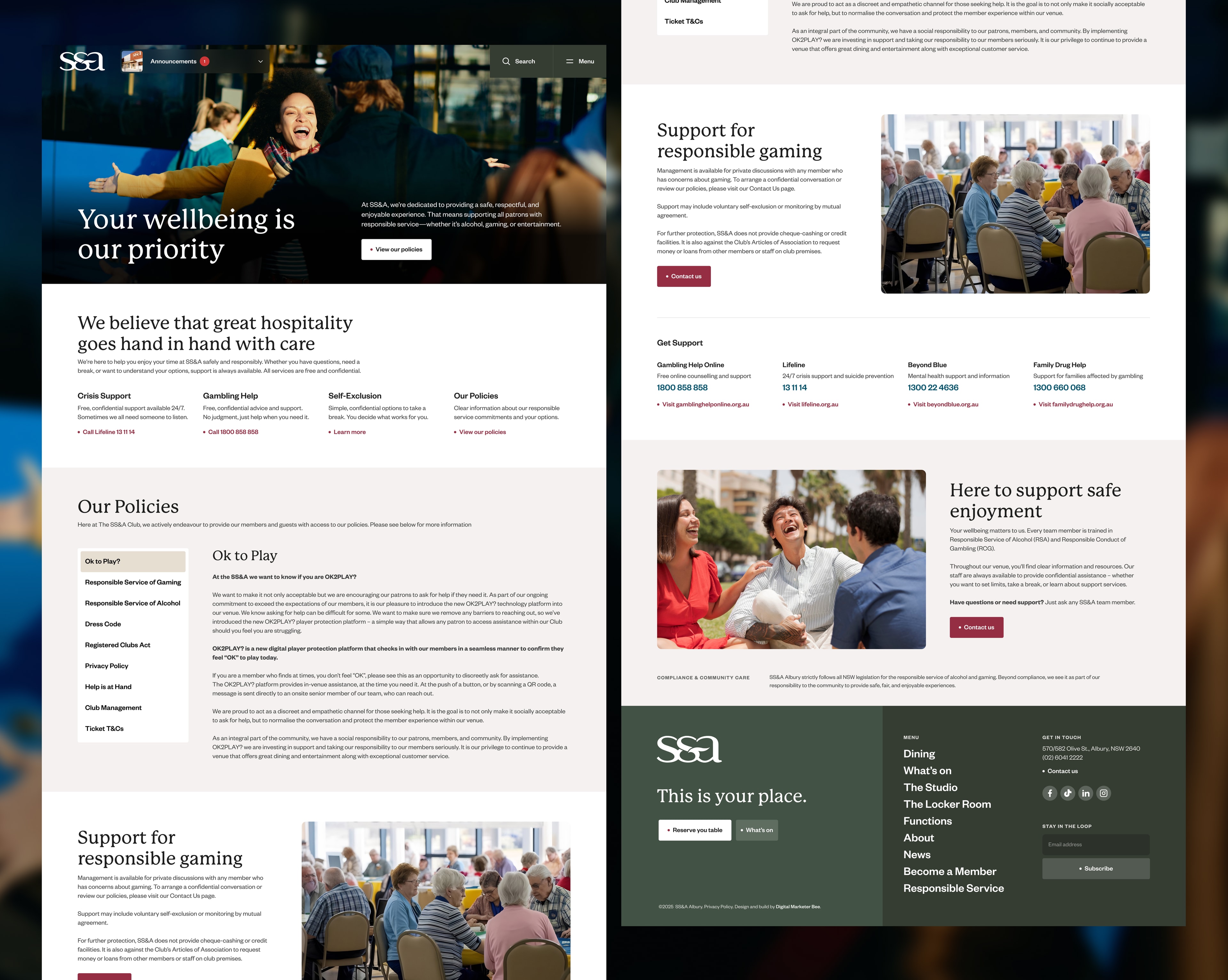 The Responsible Service page on the SS&A Club website